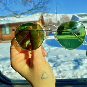 Vintage ray bans green lens silver frame